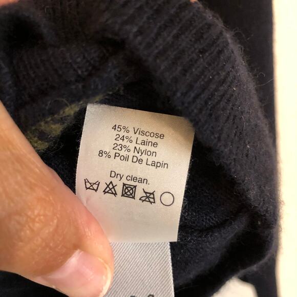 J. Crew blue striped pullover sweater wool angora cozy warm colorful Size XS - Picture 5 of 5